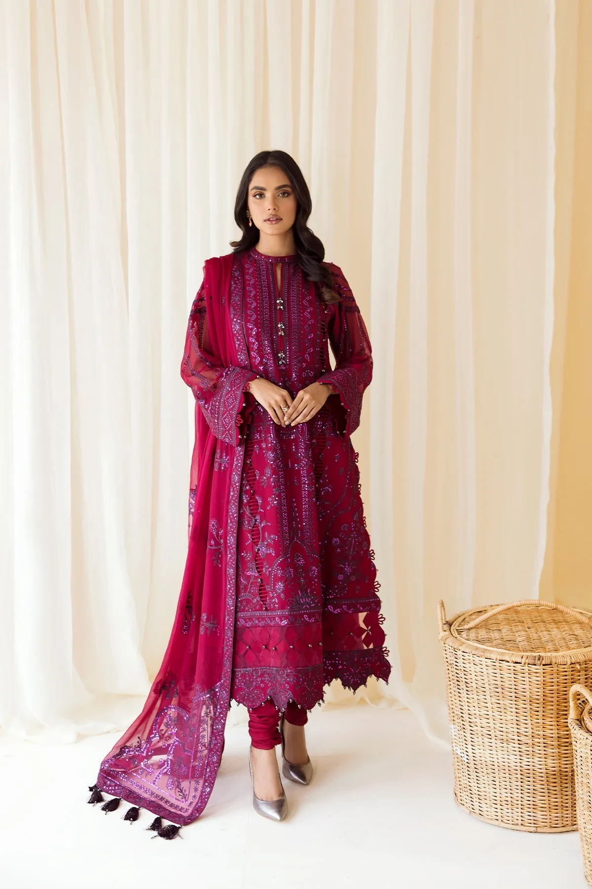 Alizeh Rang-e-Mehr Formal Collection – Embroidered Chiffon Magenta - V14D05