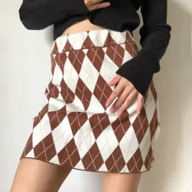 Argyle Print Mini Skirt