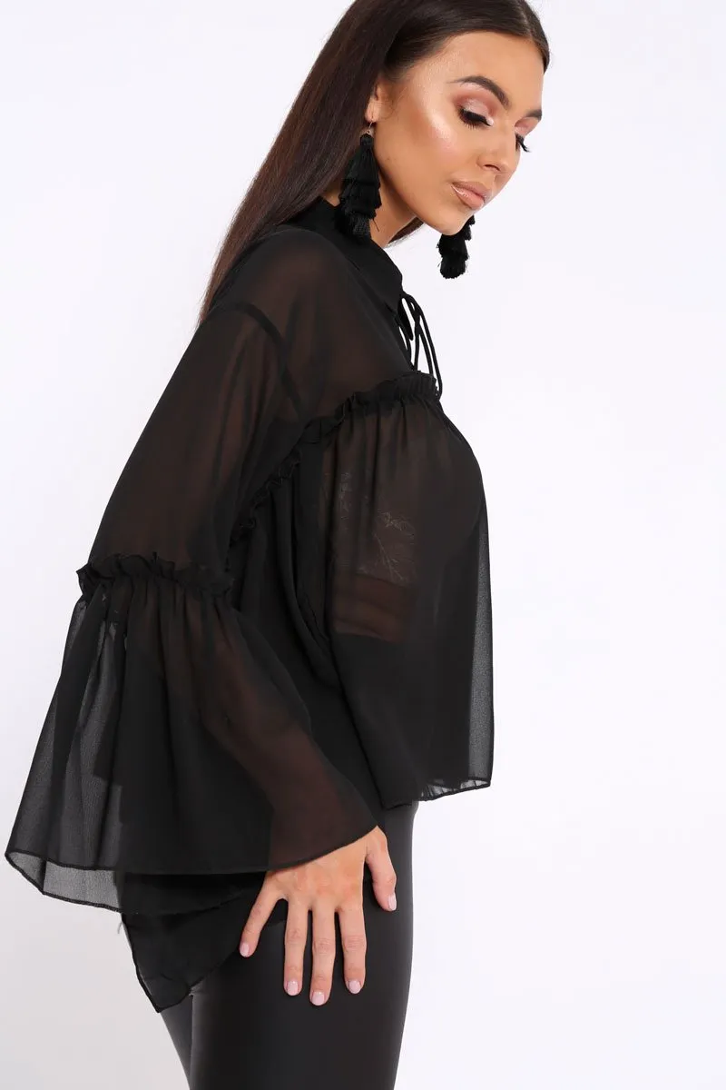 Black Sheer Blouse - Viona