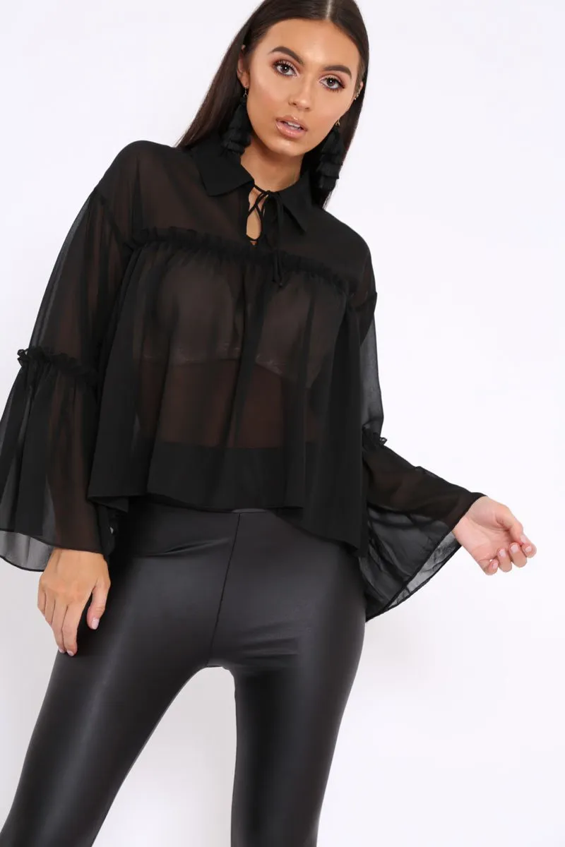 Black Sheer Blouse - Viona