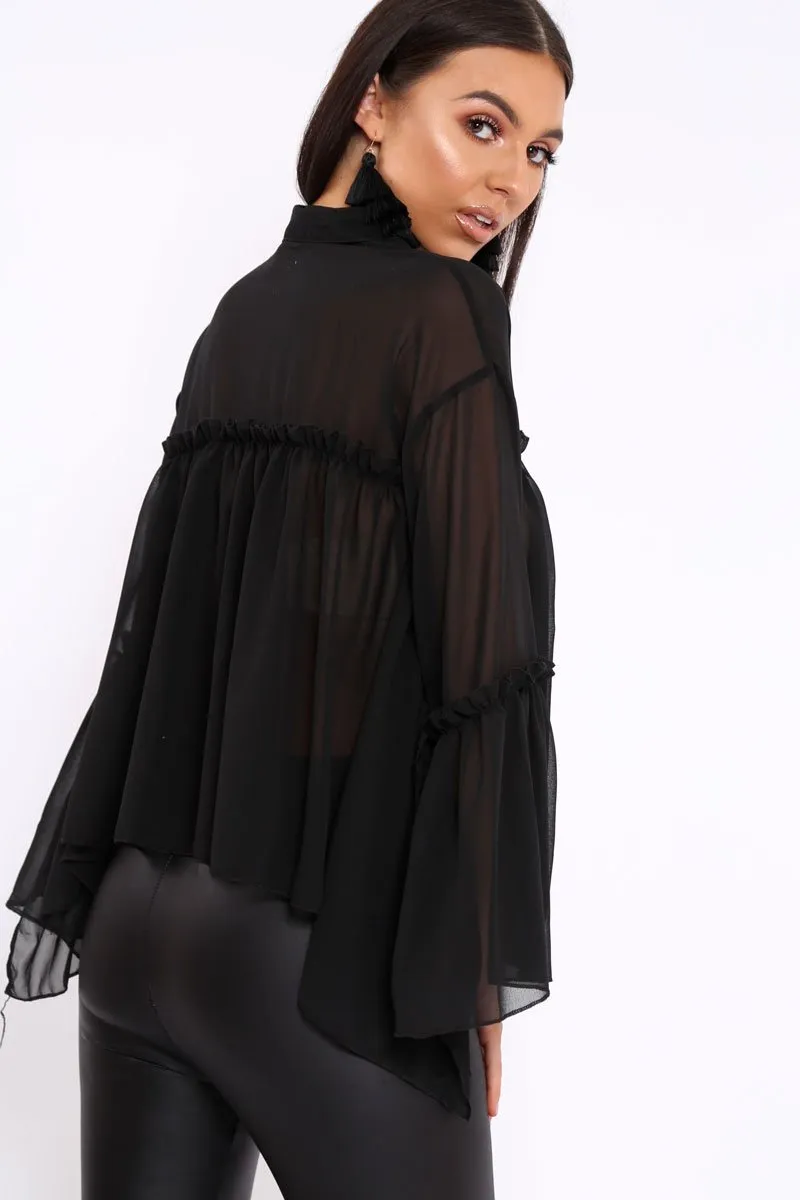 Black Sheer Blouse - Viona