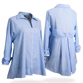 Blue Stripe Bow Blouse