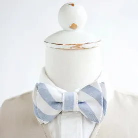 Boy's Bow Tie / Chambray Linen Wide Stripe