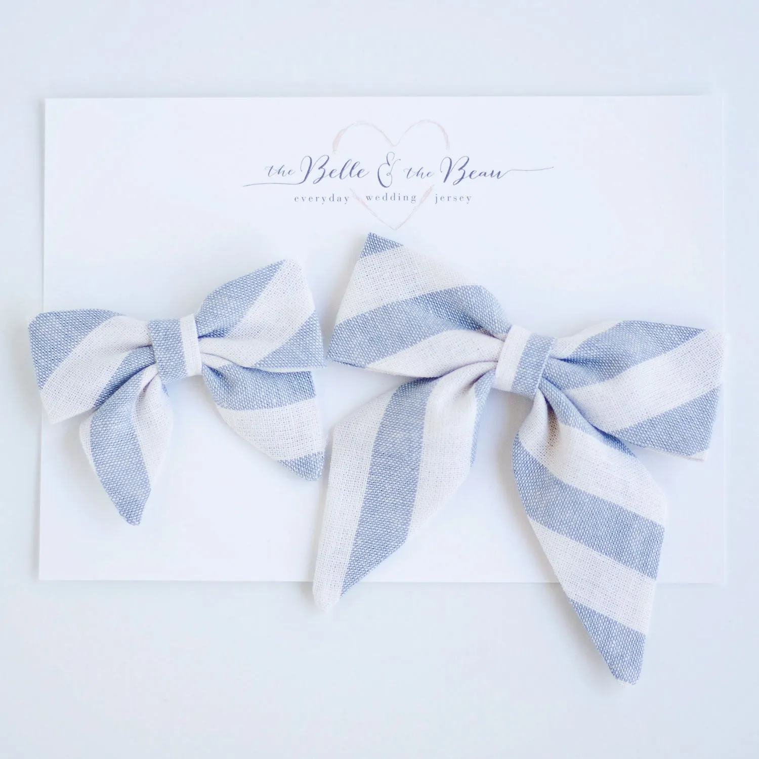 Boy's Bow Tie / Chambray Linen Wide Stripe