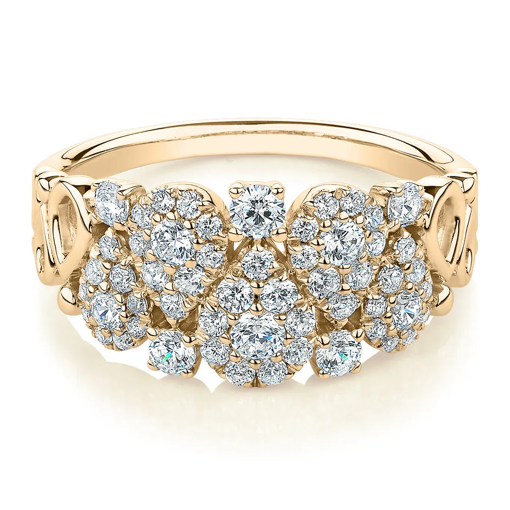 Celeste Dress ring with 0.96 carats* of diamond simulants in 10 carat yellow gold