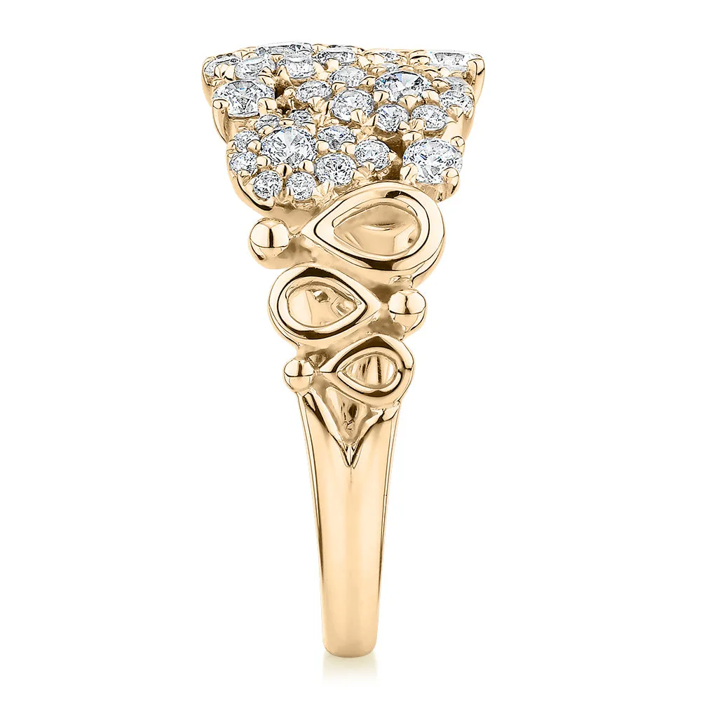 Celeste Dress ring with 0.96 carats* of diamond simulants in 10 carat yellow gold