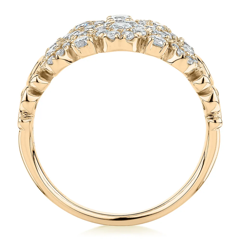 Celeste Dress ring with 0.96 carats* of diamond simulants in 10 carat yellow gold