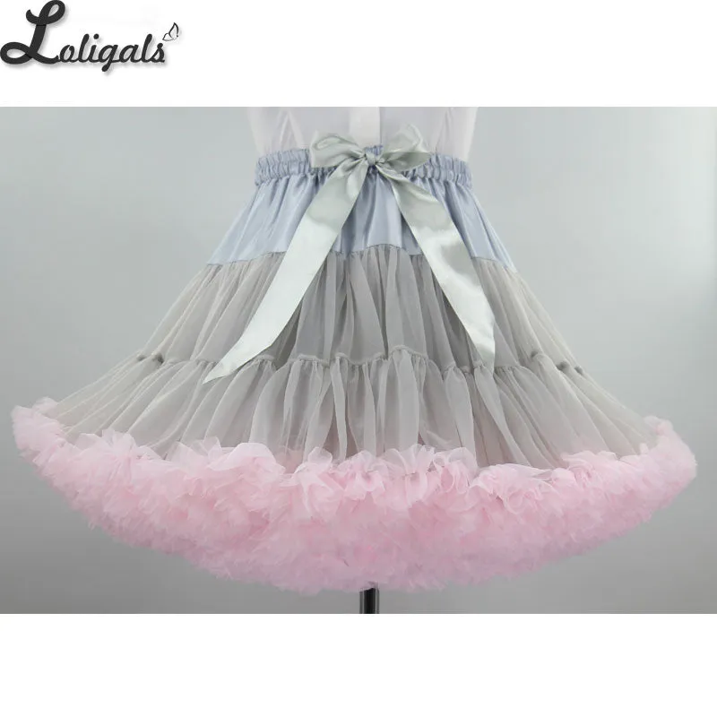 Colorful Women's Tutu Skirt Adult Tulle Ballet Dance Costume Fluffy Short Petticoat