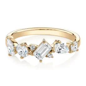 Dress ring with 1.09 carats* of diamond simulants in 10 carat yellow gold