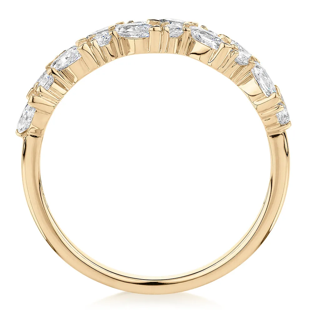 Dress ring with 1.15 carats* of diamond simulants in 10 carat yellow gold