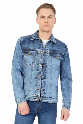 Krossstitch Full Sleeve Men's Denim Could Blue Jacket with Button Clouser