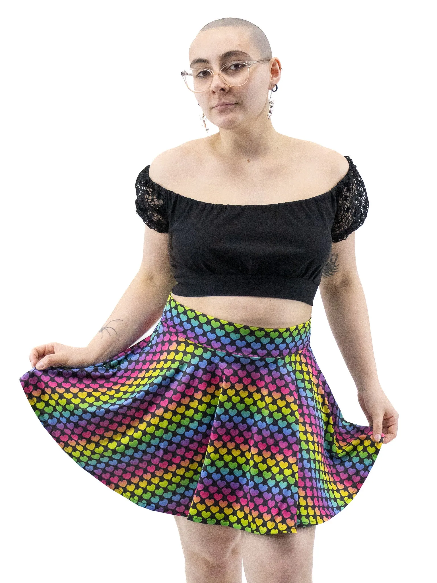 Neon Rainbow Hearts Skirt