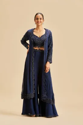 Nevy Blue Sharara With Jacket