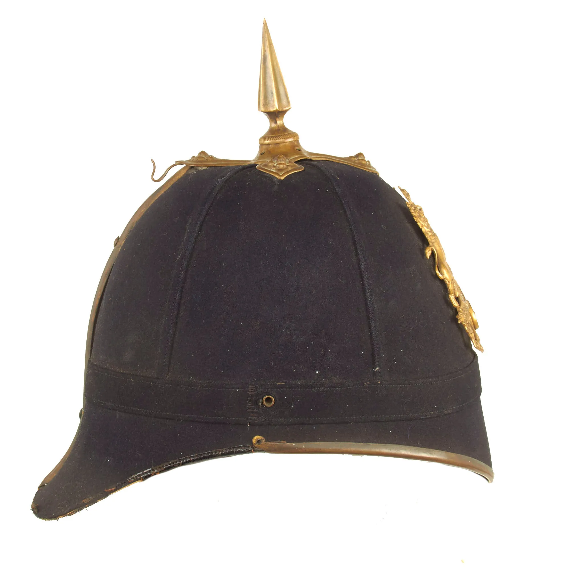 Original British Victorian Army Artillery Officer Blue Cloth Dress Spike Helmet by Hawkes and Co - Pre-1881