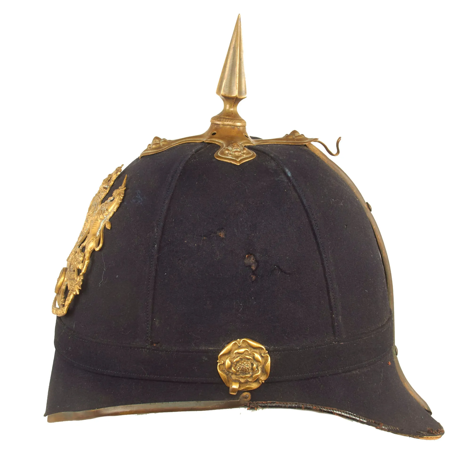 Original British Victorian Army Artillery Officer Blue Cloth Dress Spike Helmet by Hawkes and Co - Pre-1881