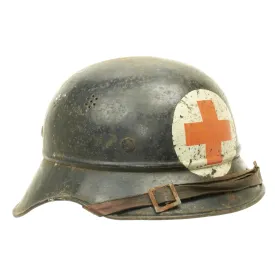 Original German WWII M38 Luftschutz Medic Helmet