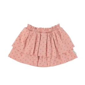 PIUPIUCHICK LIGHT PINK WITH RED SUNSHADE PRINT RUFFLED SHORT SKIRT