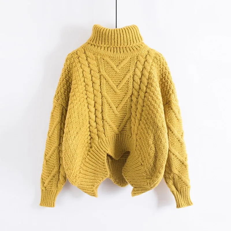 Pre Order:  Casual Solid Turtle Neck Knitted Sweater