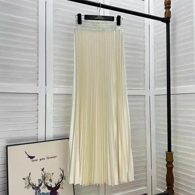 Pre Order:  Solid Pleated A-Line Maxi Skirt