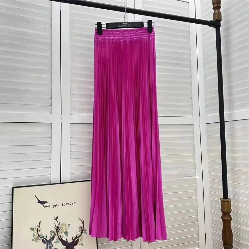 Pre Order:  Solid Pleated A-Line Maxi Skirt