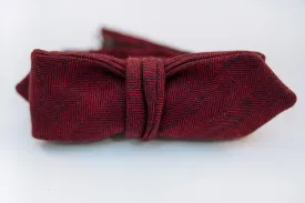 Red Linen Herringbone Bow Tie Slim Diamond Tip