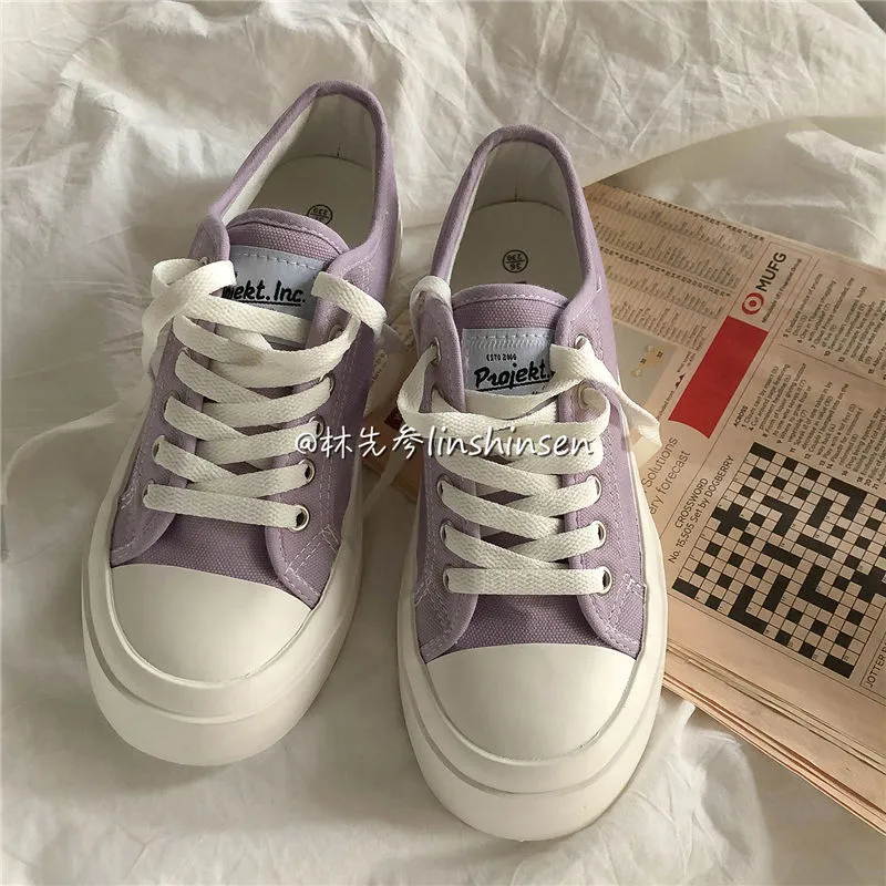 Sneakers Women's Sports Shoes Platform Running Spring Flat Casual Tennis Basket Vulcanize Lolita Kawaii Anime Trainers Canvas