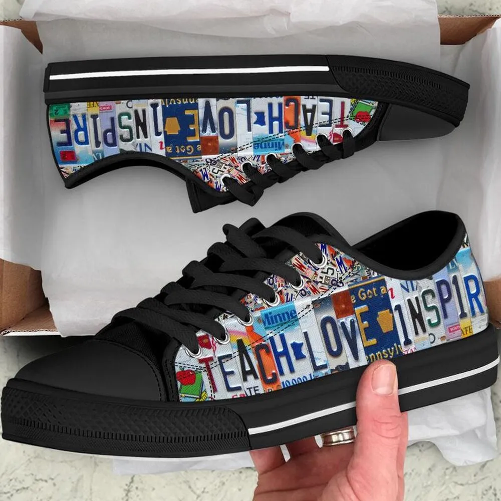 Sped Squad Inspire License Plates Low Top Shoes, Teacher Shoes, Low Top Sneakers