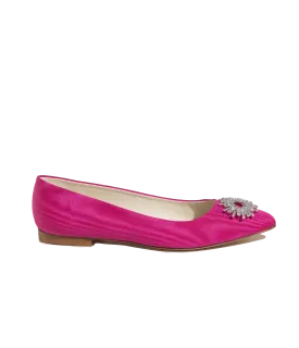 Stevie Ballerina Flats in Pink Silk Moiré