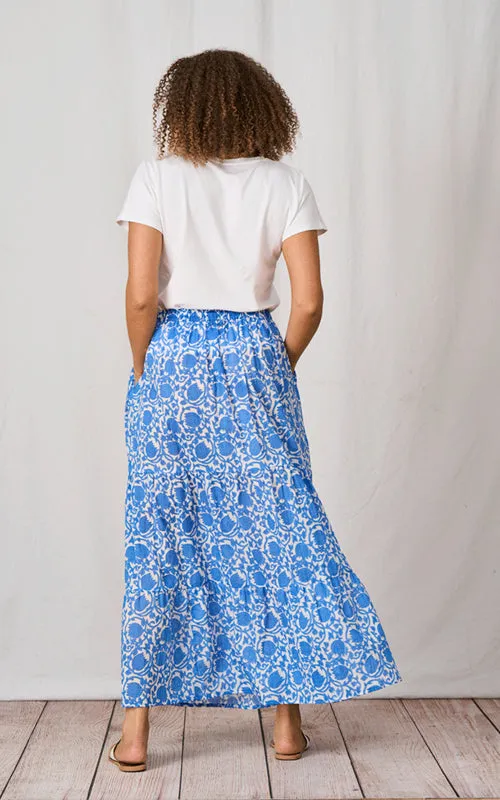 Tanya Blu Tanya Long Cotton Skirt White/Blue