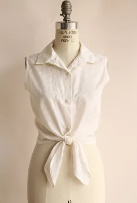 Vintage 1980s Niki-Lee White Eyelet Blouse