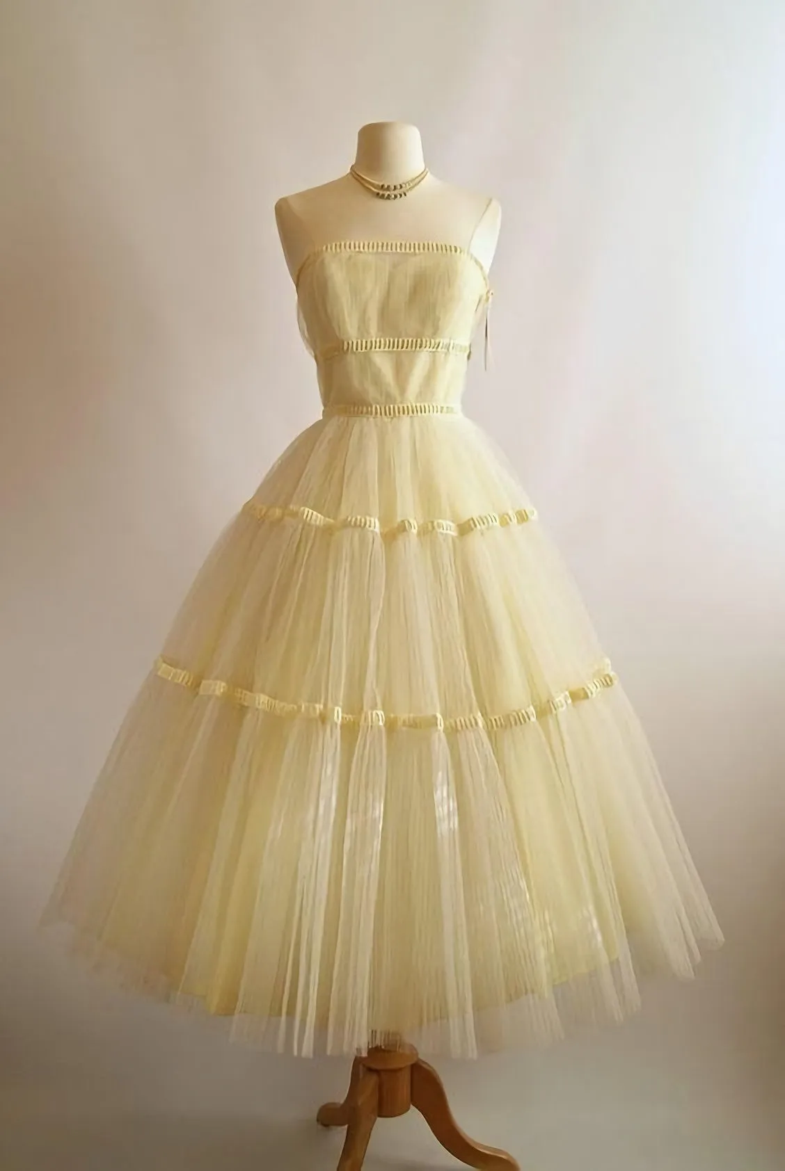 Vintage Yellow Dress Homecoming Dress