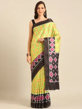 Women Yellow Cotton Saree With Un Stitched Blouse