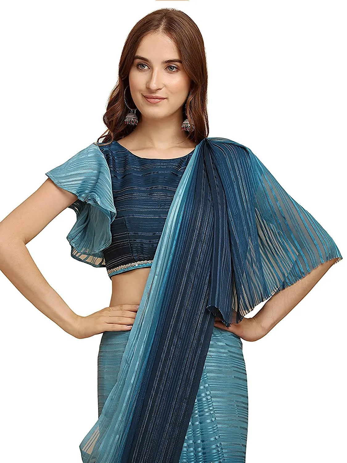 Women's  Saree With Unstitched Blouse Indian Sari Traditional Saree Wedding Dress Handmade Famous Actress Style Party Wear Free Size Ethenic Wear Clothes