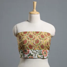 Yellow - Block Printed Cotton Blouse Piece 36